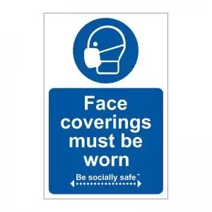 Face Coverings Must Be Worn Sign; Rigid 1mm PVC Board; 200 x 300mm