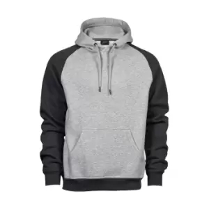 Tee Jays Mens Two Tone Raglan Hooded Sweatshirt (3XL) (Heather Grey/Dark Grey)