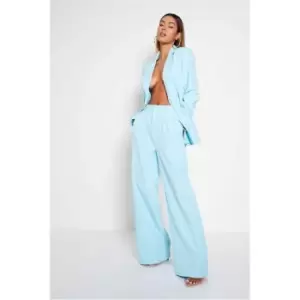 I Saw It First Aqua Blue Premium Wide Leg Tailored Trousers - Blue