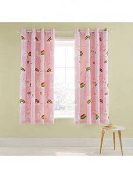 Catherine Lansfield Rainbow Swan Lined Eyelet Curtains, Pink