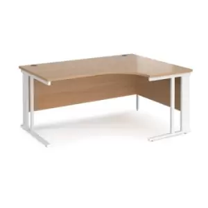 Office Desk Right Hand Corner Desk 1600mm Beech Top With White Frame 1200mm Depth Maestro 25 MCM16ERWHB