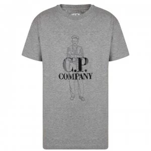 CP COMPANY Junior Boys Sailor Logo T Shirt - Grey Mel M93