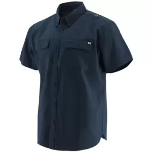 Caterpillar Mens Button Up Short Sleeve Work Shirt (S) (Navy)