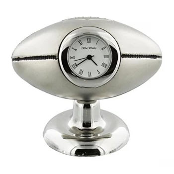 Miniature Clock - Silver Rugby Ball