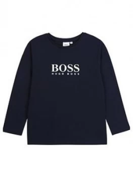 Hugo Boss Long Sleeve Logo T-Shirt Navy Size 12 Years Boys