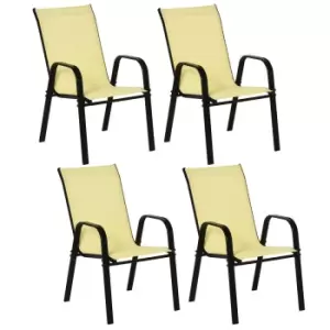 Outsunny Set of 4 Garden Dining Chairs - Beige