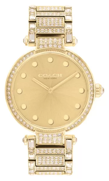 Coach 14503993 Womens Cary Gold Dial Gold-Tone Crystal Watch