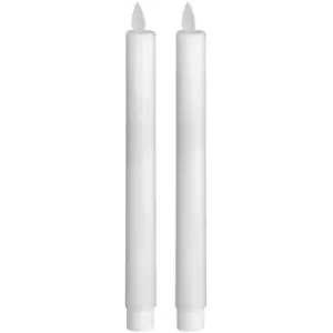 Pair Of White Luxe Flickering Flame LED Wax Dinner Candles