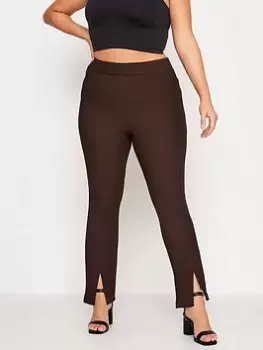 Yours Rib Split Front Legging Brown, Brown, Size 16, Women