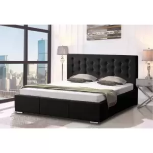 Envisage Trade - Pinia Upholstered Beds - Plush Velvet, Double Size Frame, Black - Black