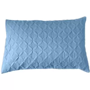 Ultrasonic Blue Quilted Embossed Cushion Cover, 50 x 75cm - Blue - Blue - Homescapes