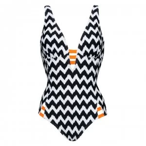 Figleaves Juno Luxe Swimsuit - Longer Length - BLACK/WHITE