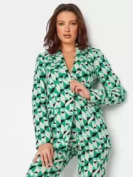 Long Tall Sally Geo Print Hazel Blazer, Green, Size 12, Women