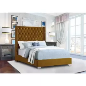 Nivana Bed Single Plush Velvet Mustard