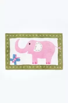 Cotton Tufted Washable Pink Elephant Children Rug