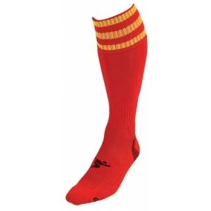 PT 3 Stripe Pro Football Socks Boys Red/Yellow