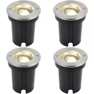 4 PACK Stainless Steel IP67 Ground Light - 6W Warm White LED - Tilting Head