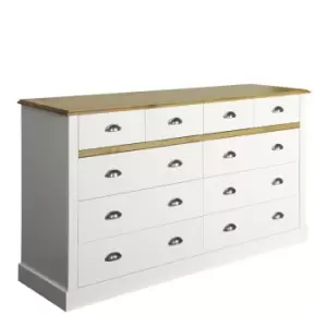 Sandringham 4 + 6 Drawer Sideboard White And Pine