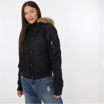 Jack Wills Isla Bomber Parka Jacket - Black