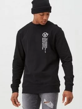 Vans Distort Type Crew Sweatshirt - Black, Size XL, Men