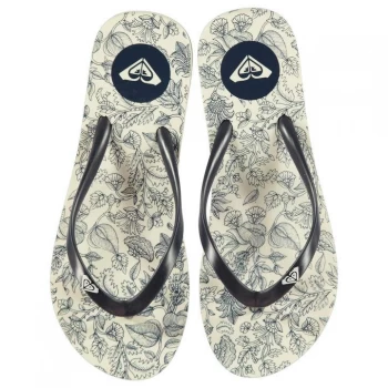 Roxy Print Flip Flops Ladies - White