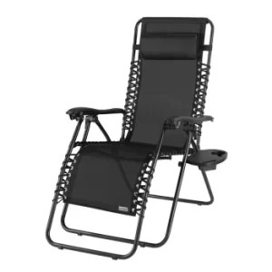 Sun Lounger High Back Black Reclining