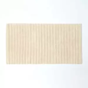 Ribbed Cotton Spa Style Cream Bath Mat - Natural - Natural - Natural - Homescapes