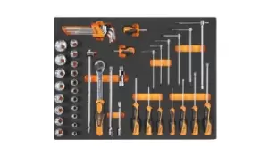 Beta Tools MB47 48pc 1/2"D Socket & Screwdriver Set Soft Tray for Tool Chest C35