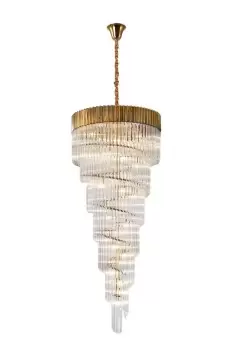 Pendant Round 7 Tier 31 Light E14, Brass, Clear Glass, Item Weight: 92.7kg