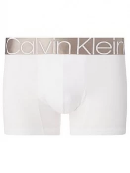 Calvin Klein Silver Waistband Trunks - White, Size S, Men