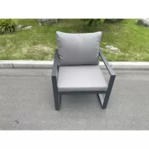 Fimous Outdoor Dark Grey Aluminum Single Arm Chair Sofa with Seat and Back Cushion