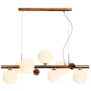 Luminosa Lighting - Ceiling Pendant, 7 x G9, Antique Copper, Opal & Copper Glass