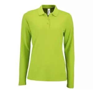 SOLS Womens/Ladies Perfect Long Sleeve Pique Polo Shirt (3XL) (Apple Green)