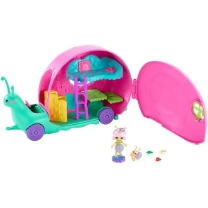 Enchantimals Slow-Mo Camper Vehicle Playset With Saxon Snail Doll Playset