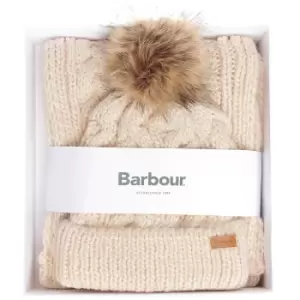 Barbour Womens Penshaw Beanie & Scarf Set Blush Pink