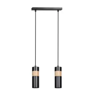 Akari Black Bar Pendant Ceiling Light 2x GU10