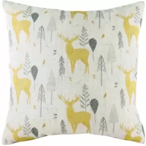 Evans Lichfield - Hulder Stag Repeat Scandi Print Cushion Cover, Natural, 43 x 43 Cm