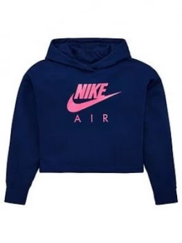 Nike Sportswear Air Older Girls Overhead Cropped Hoodie - Navy