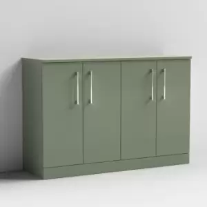 Nuie Arno Floor Standing 4-Door Vanity Unit with Worktop 1200mm Wide - Satin Green