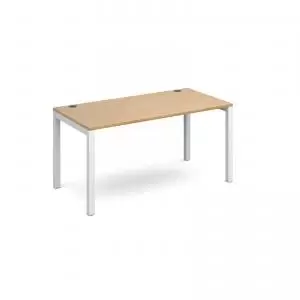 Connex starter unit single 1400mm x 800mm - white frame and oak top