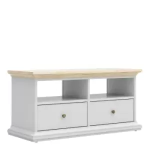 Paris TV Unit 2 Shelves 2 Drawers In White And Oak Effect