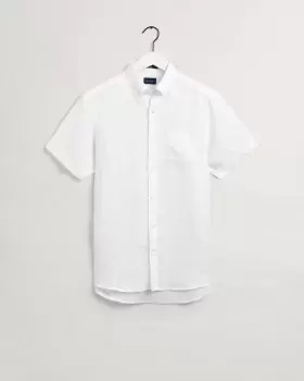 GANT Men Regular Fit Linen Short Sleeve Shirt (XXXL) White