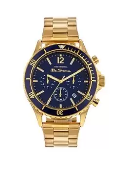 Ben Sherman Gold Alloy Bracelet Watch with Blue Dial, Gold, Men