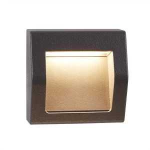 LED Outdoor Small Recessed Wall Light Grey IP54