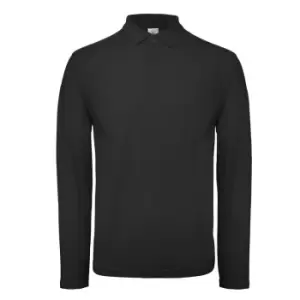 B&C ID.001 Mens Long Sleeve Polo (M) (Jet Black)