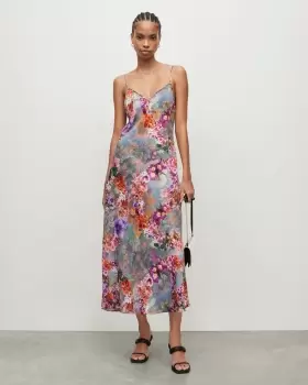 AllSaints Bryony Lucia Floral Midi Slip Dress