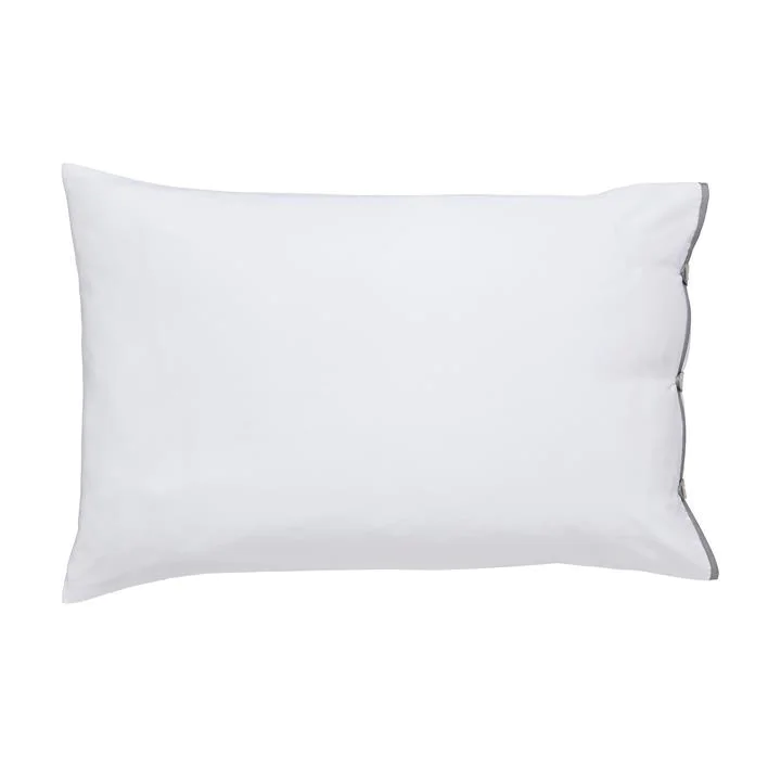 Bedeck of Belfast White and Grey Cotton Sateen 300 Thread Count Fine Linens Komoro' Standard Pillow Case