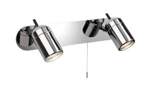 2 Light Spotlights Bar Switched Bathroom Ceiling Light Chrome IP44, GU10