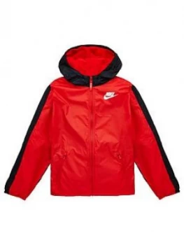 Nike Older Fleece Lined Jacket - Red/Black Size M 10-12 Years, Women