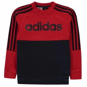 adidas Large Logo Crew Sweatshirt Junior Boys - Red/Navy